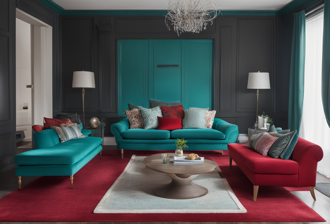 What Color Carpet Goes with Teal Sofa?