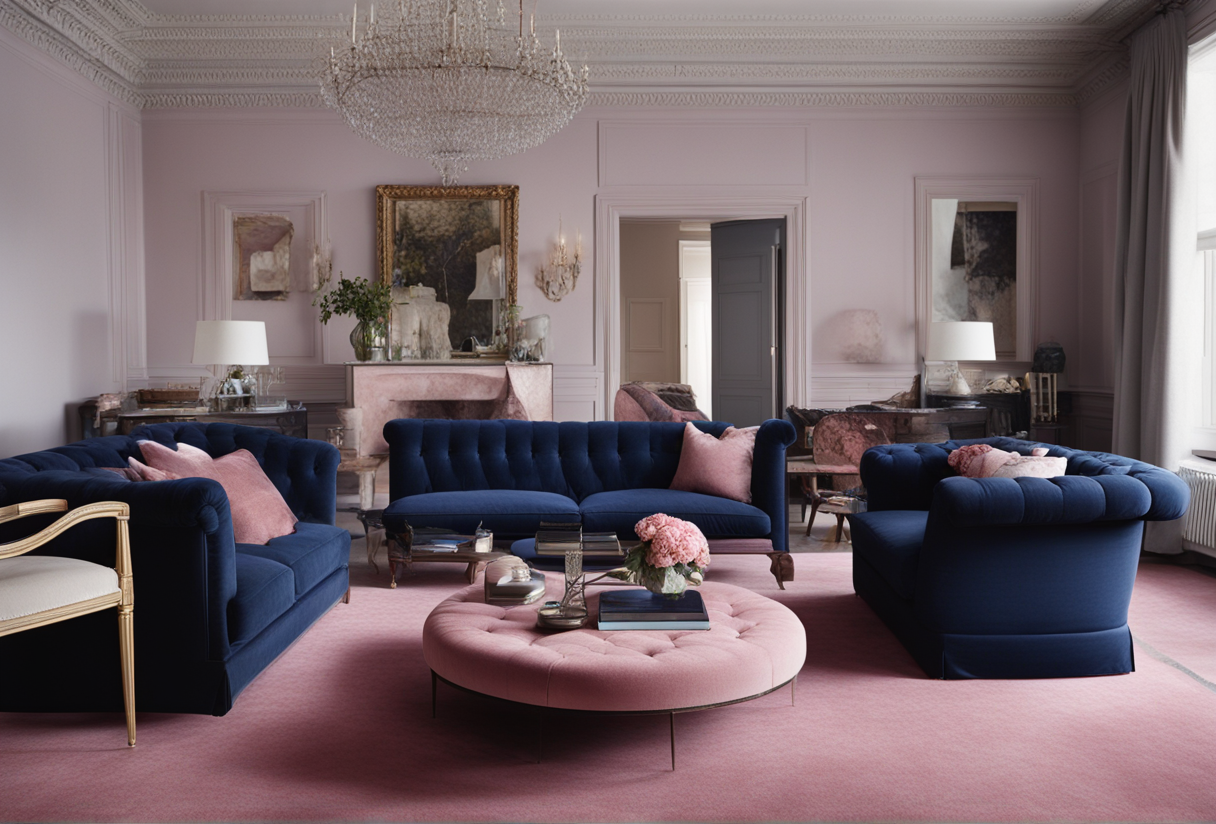 What Color Carpet Goes with Navy Sofa?