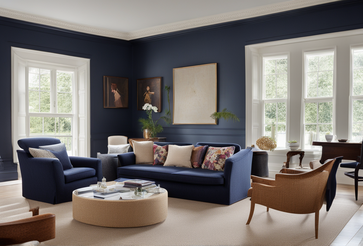 What Color Carpet Goes with Navy Sofa