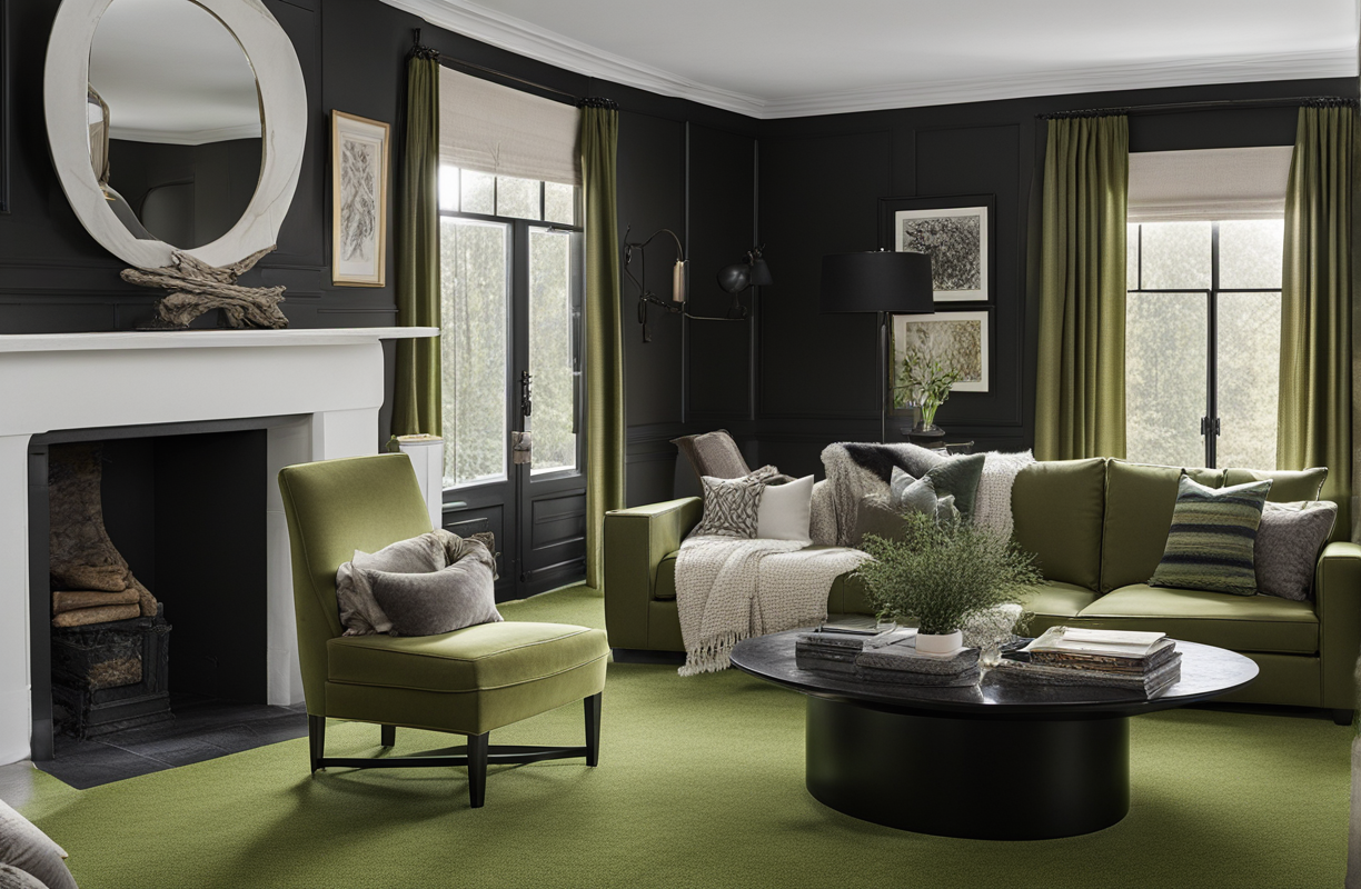 Green Carpet Color Ideas that Go with Black Trim