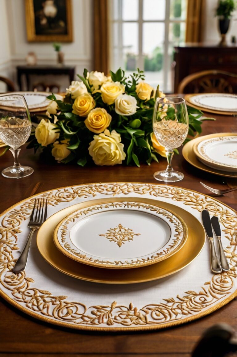 Turn Your Table Into a Palace: 13 White Placemats with Gold Trim Ideas