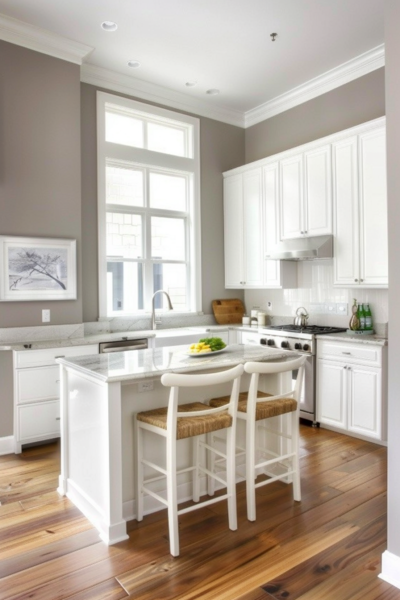 Walls with White Kitchen Cabinets