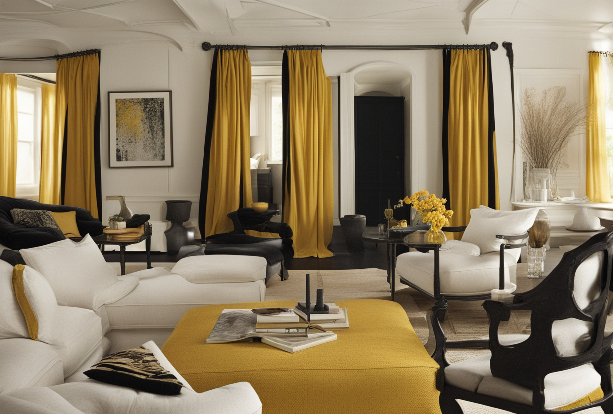 what color curtains go with black and brown furniture.