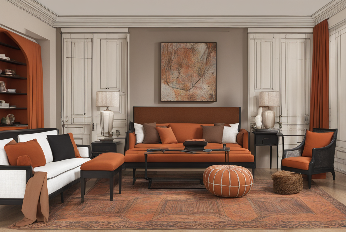 what color curtains go with black and brown furniture.