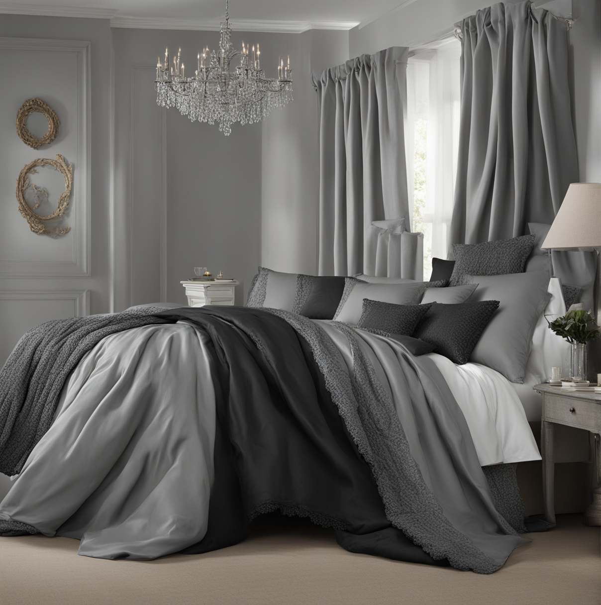 what color curtains go with black comforter