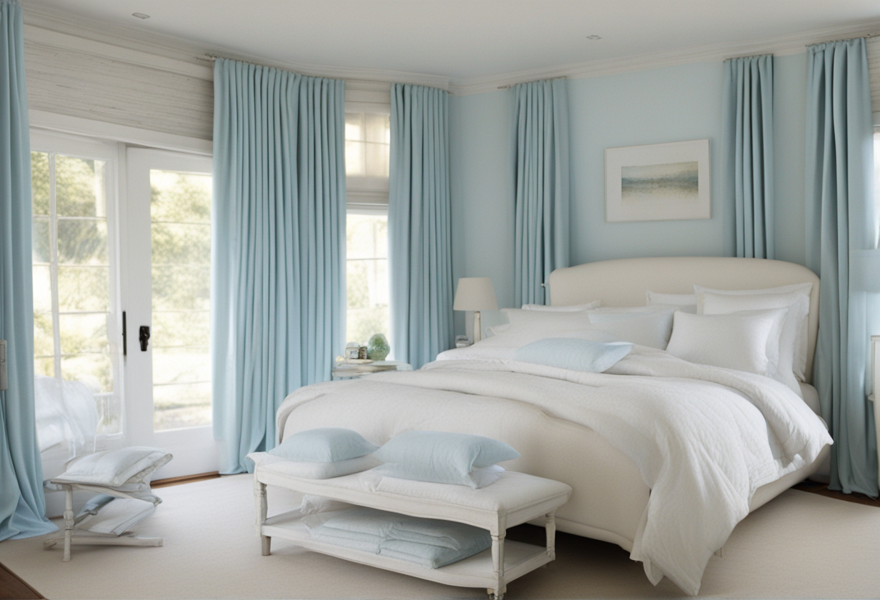 what color curtains go with white comforter