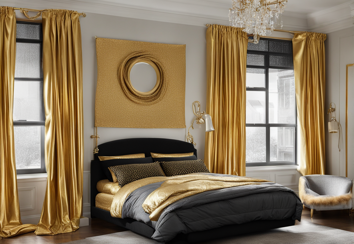 what color curtains go with black comforter