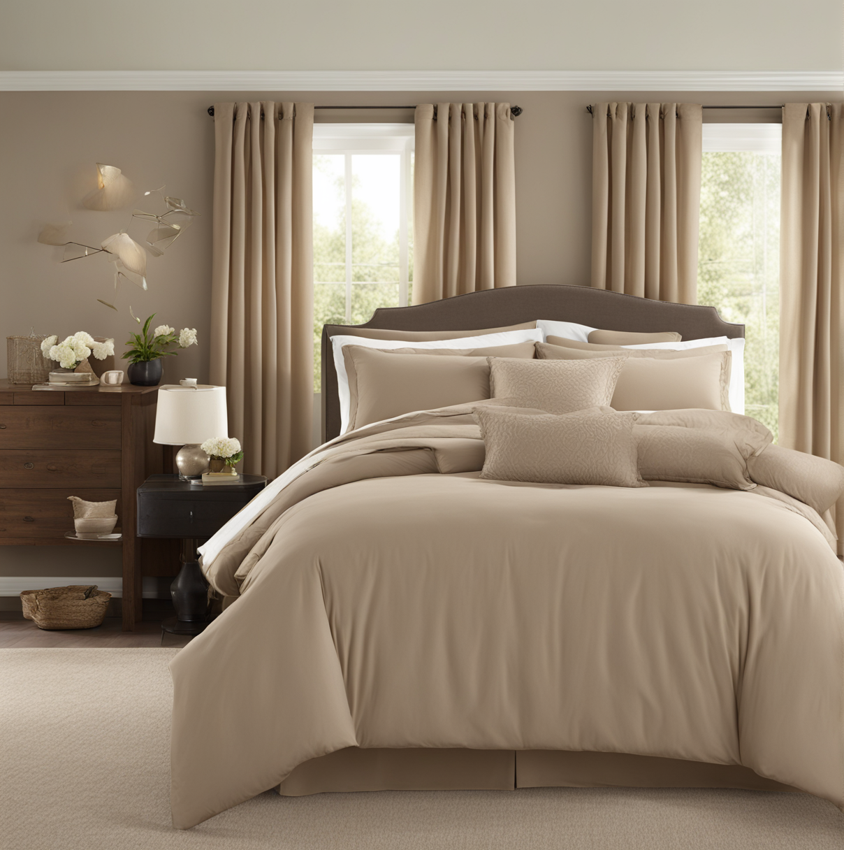 what color curtains go with beige comforter