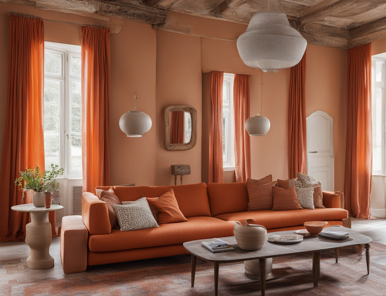 what-color-curtains-go-with-orange-sofas