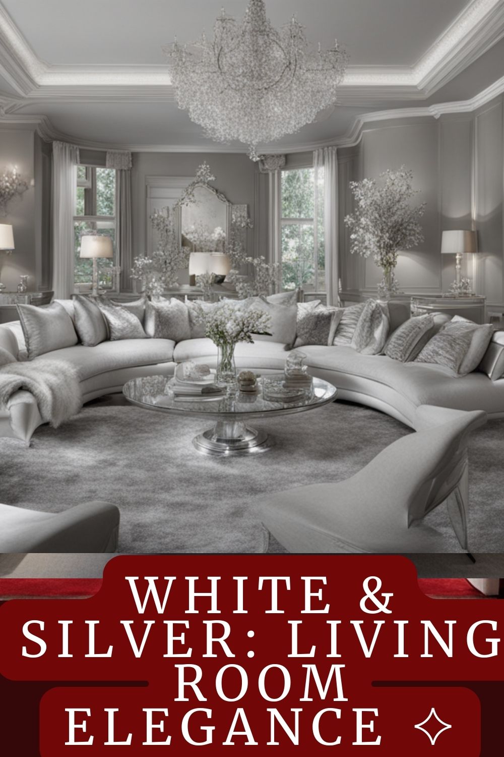 Gorgeous White & Silver Living Room Ideas