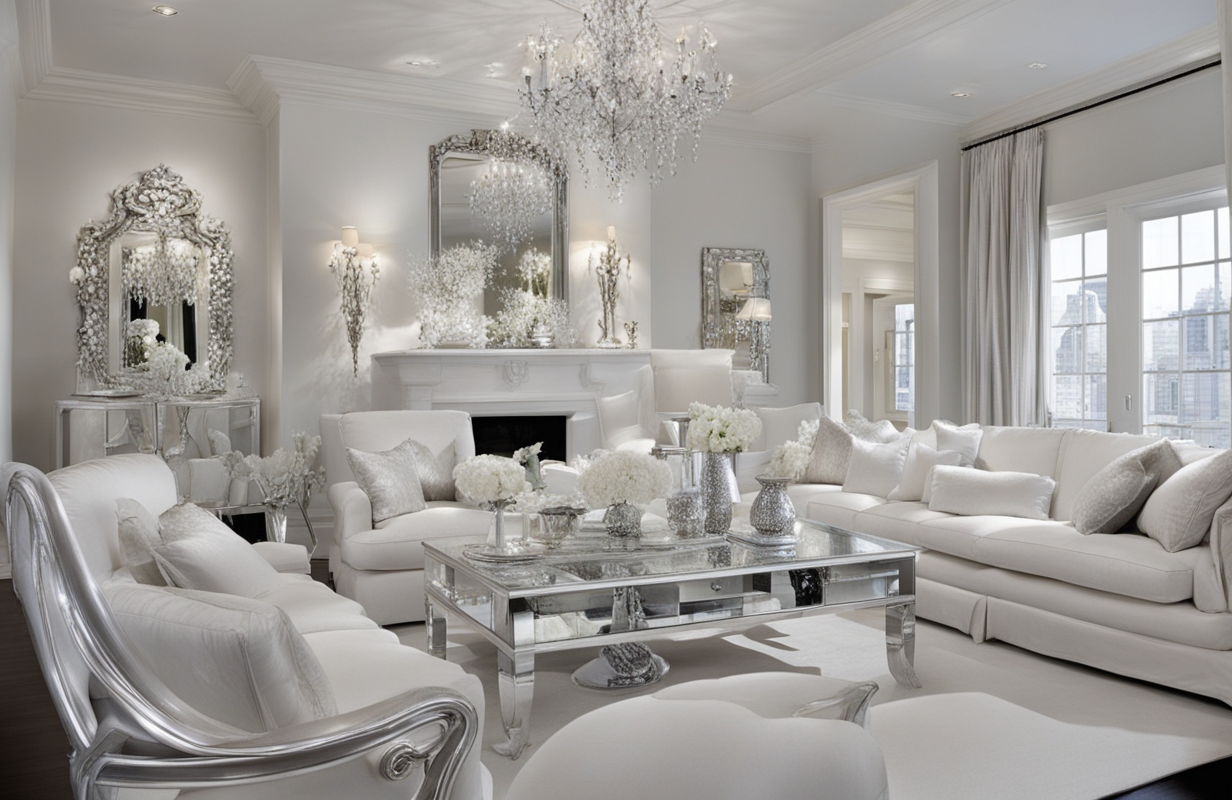 White & Silver Living Room Ideas