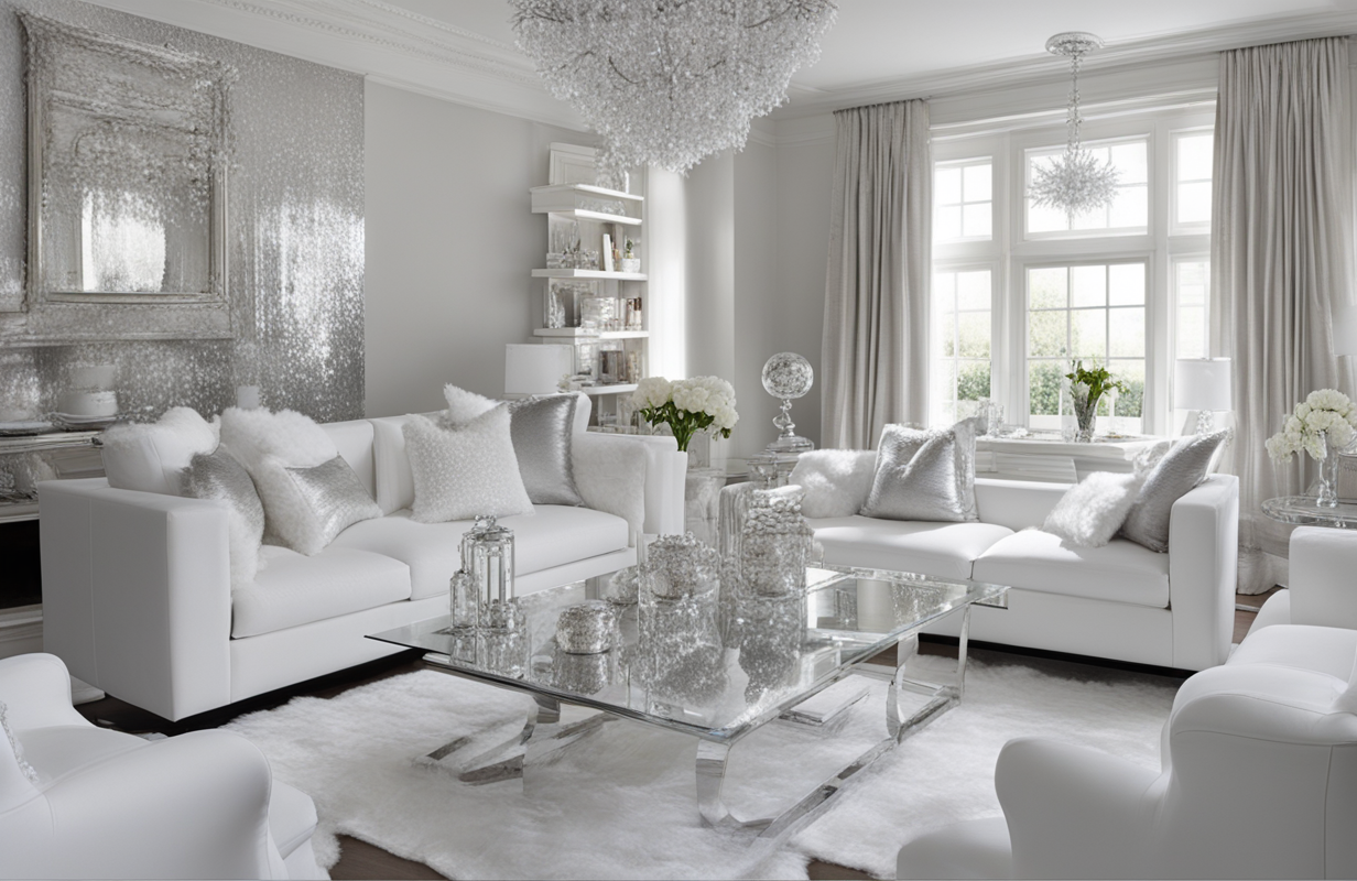 White & Silver Living Room Ideas
