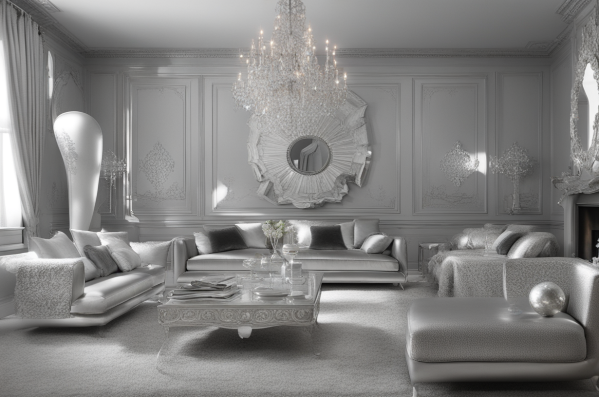 White & Silver Living Room Design