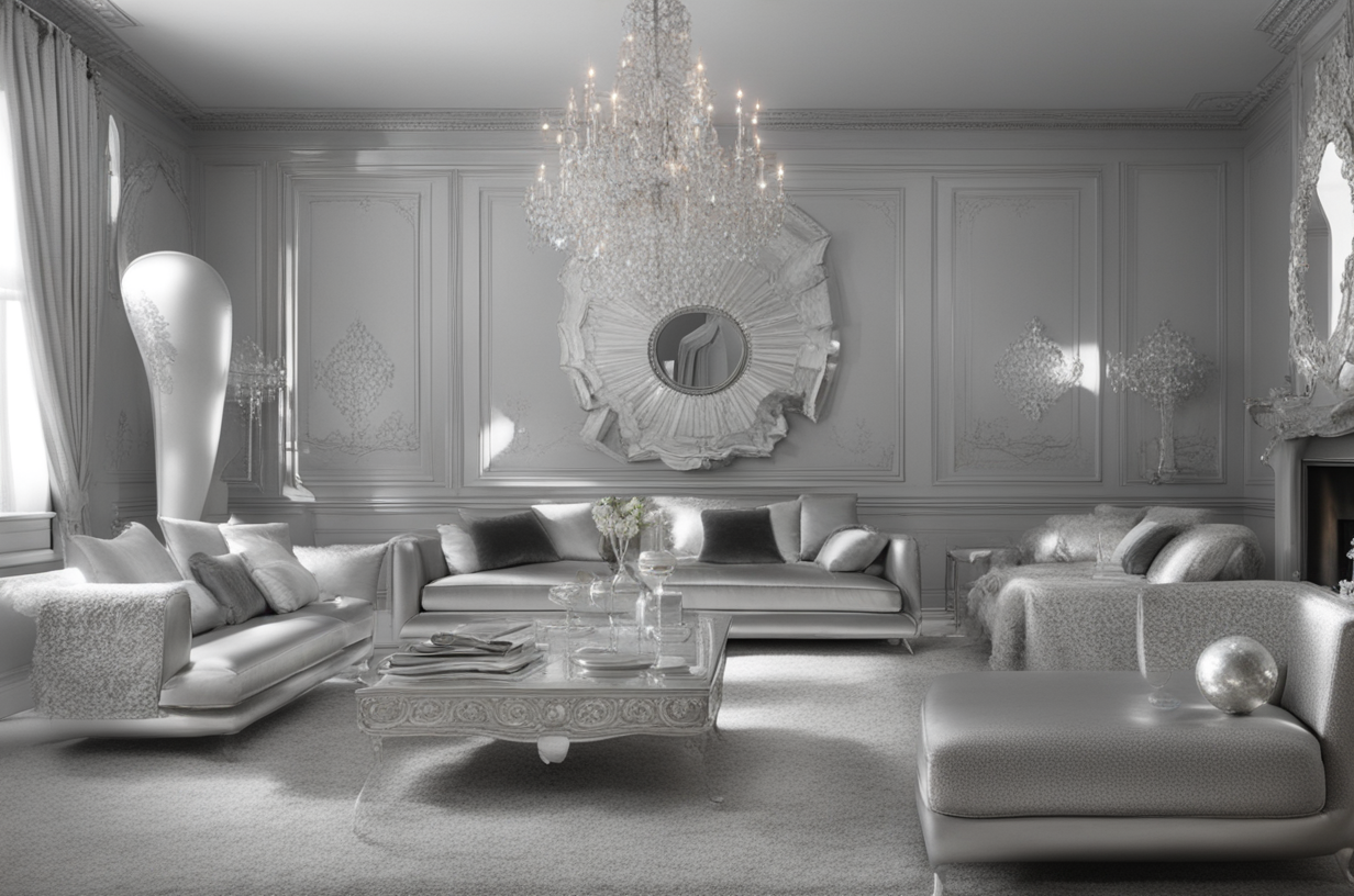 White & Silver Living Room Design