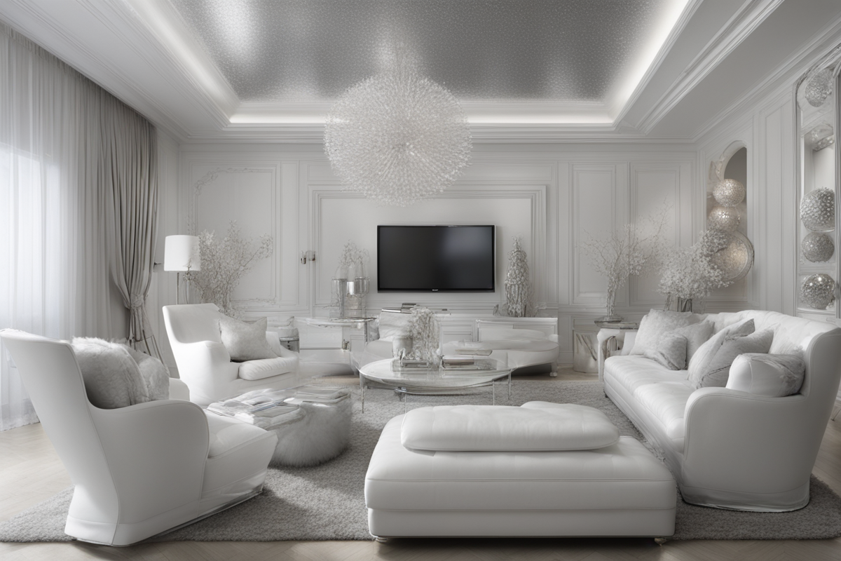White & Silver Living Room Design