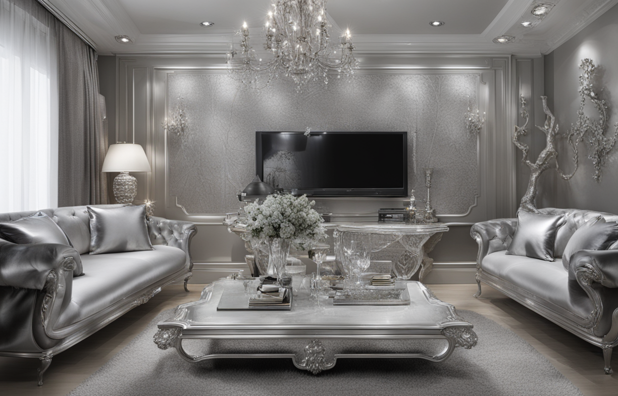 White & Silver Living Room Design