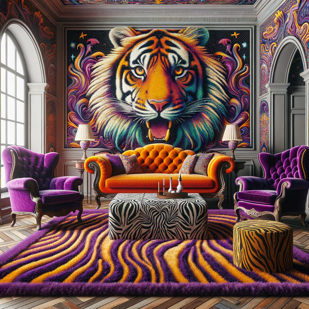 The Pop Art Paradise - Vividly patterned wallpaper and furniture in every color of the rainbow make a bold backdrop for classic canvases and sculptures emulating pop artist favorites like Warhol and Lichtenstei