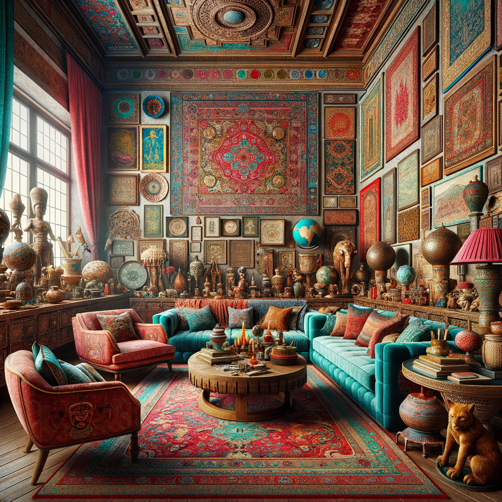 The Pop Art Paradise - Vividly patterned wallpaper and furniture in every color of the rainbow make a bold backdrop for classic canvases and sculptures emulating pop artist favorites like Warhol and Lichtenstei