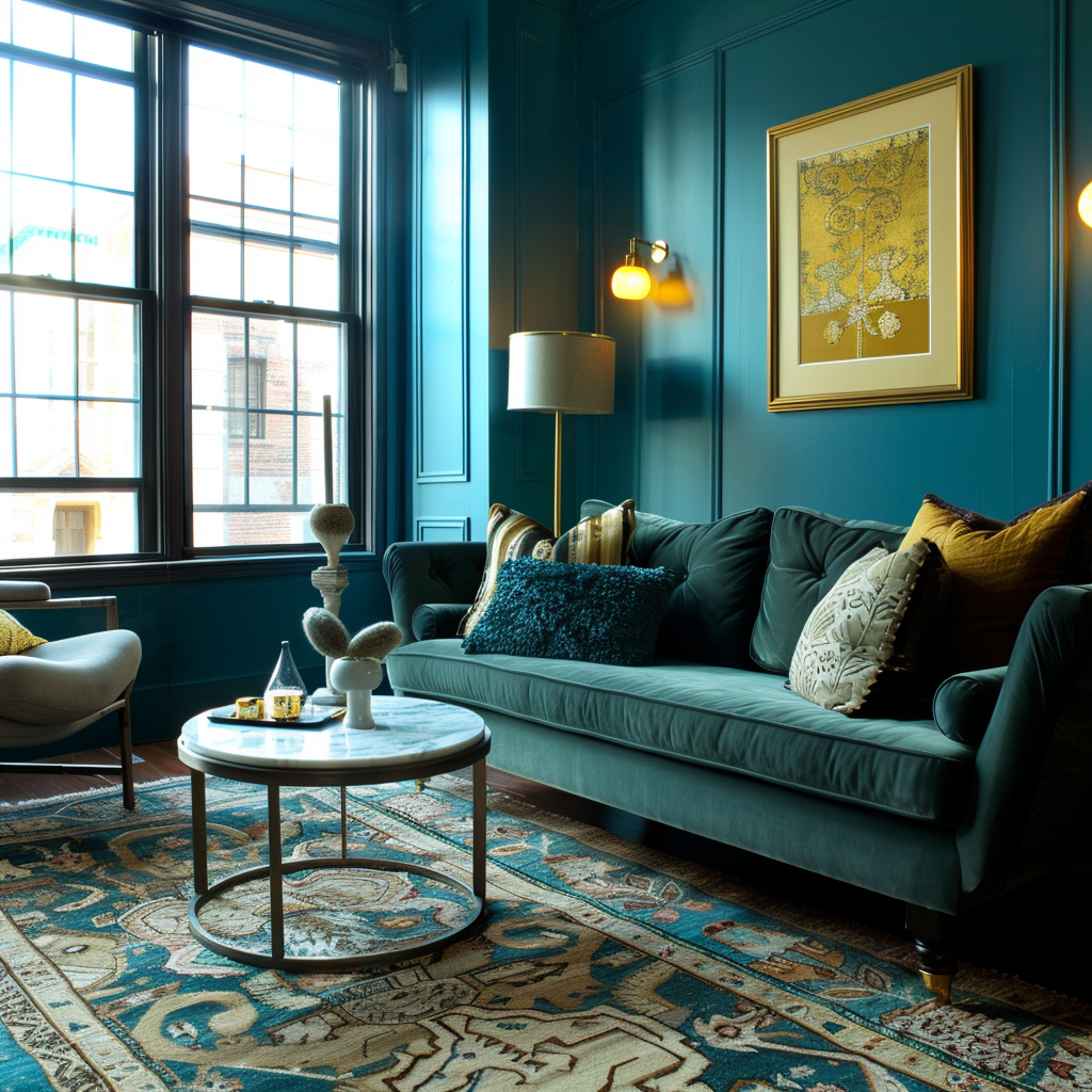 blue-and-green-living-room