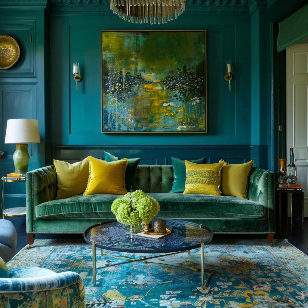 blue-and-green-living-room