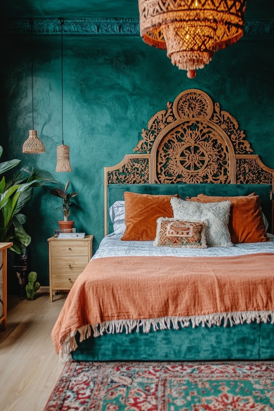 teal-and-orange-bedroom
