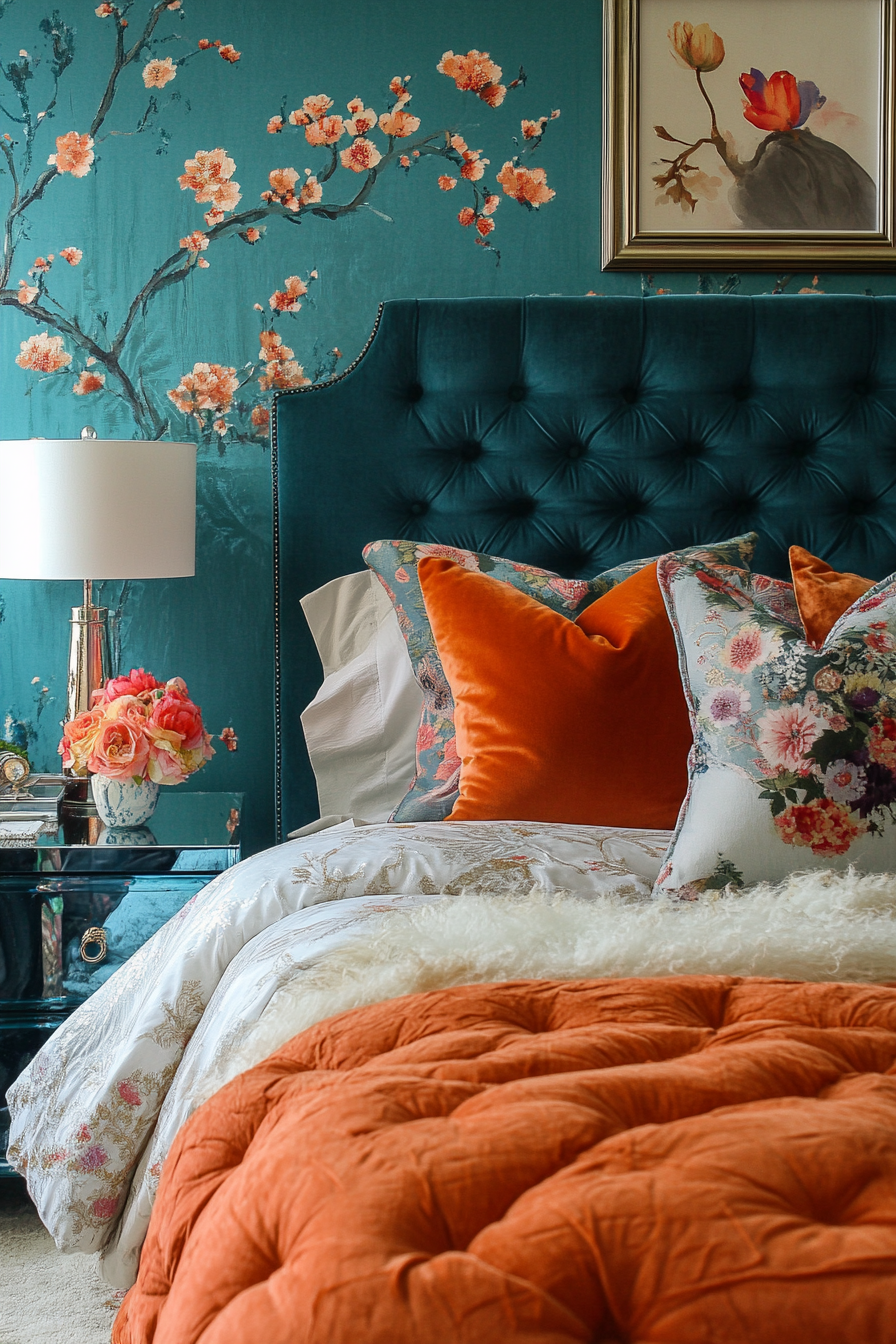 teal-and-orange-bedroom