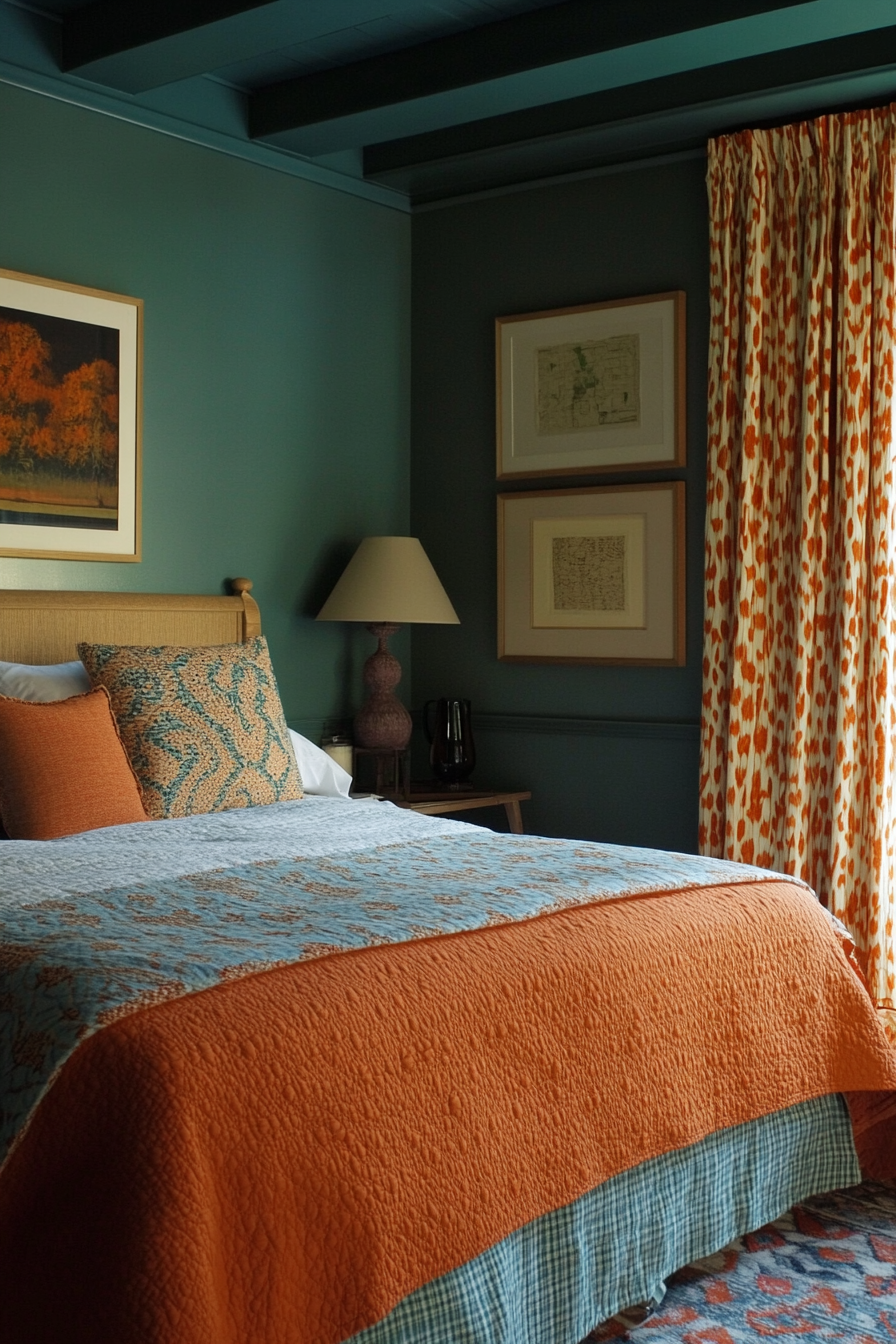 teal-and-orange-bedroom