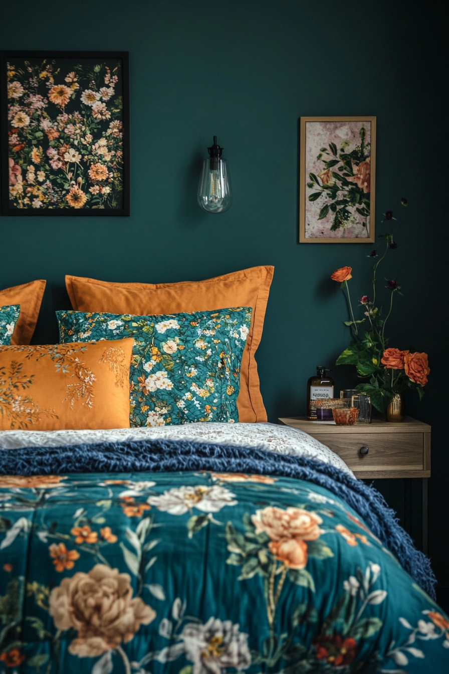 teal-and-orange-bedroom