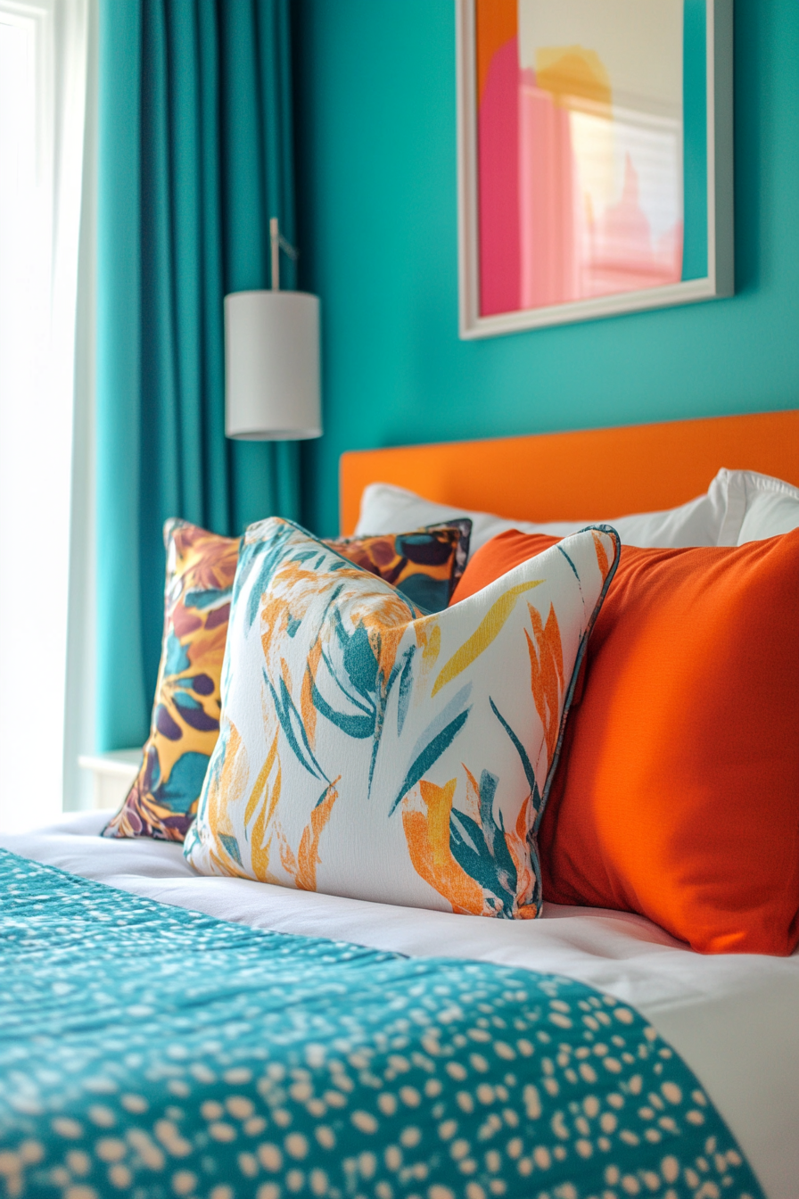 teal-and-orange-bedroom