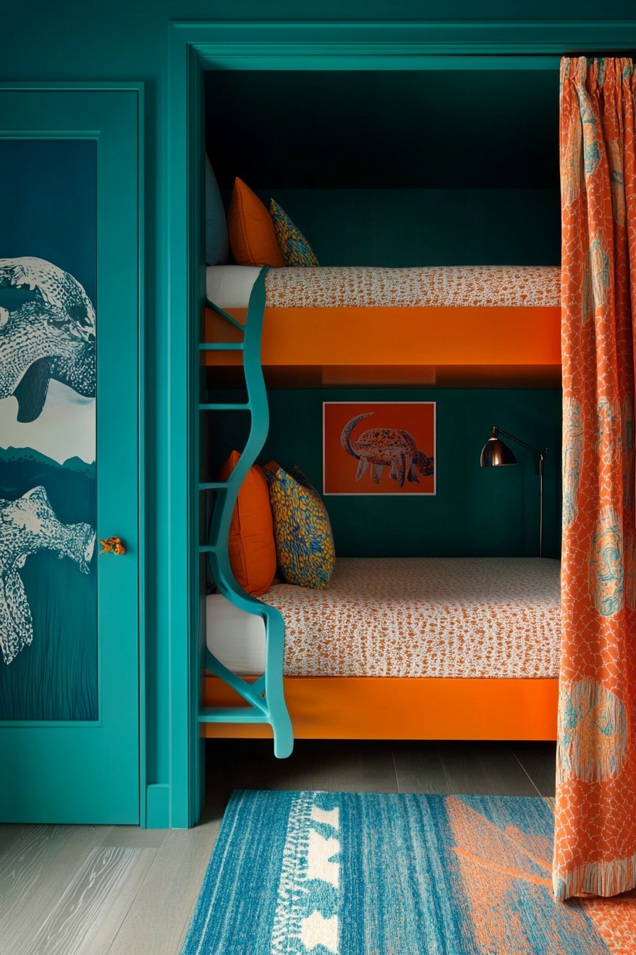 teal-and-orange-bedroom