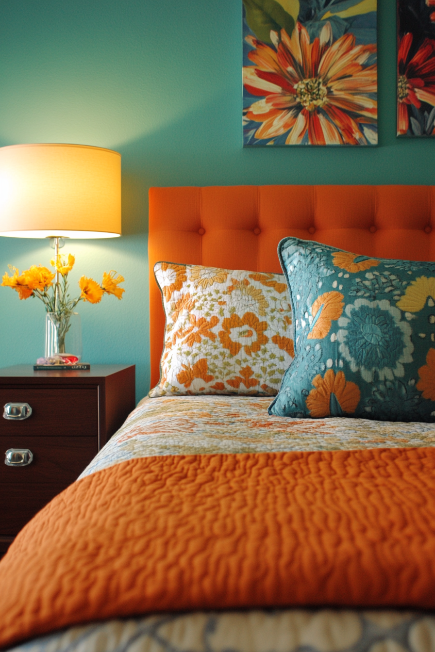 teal-and-orange-bedroom