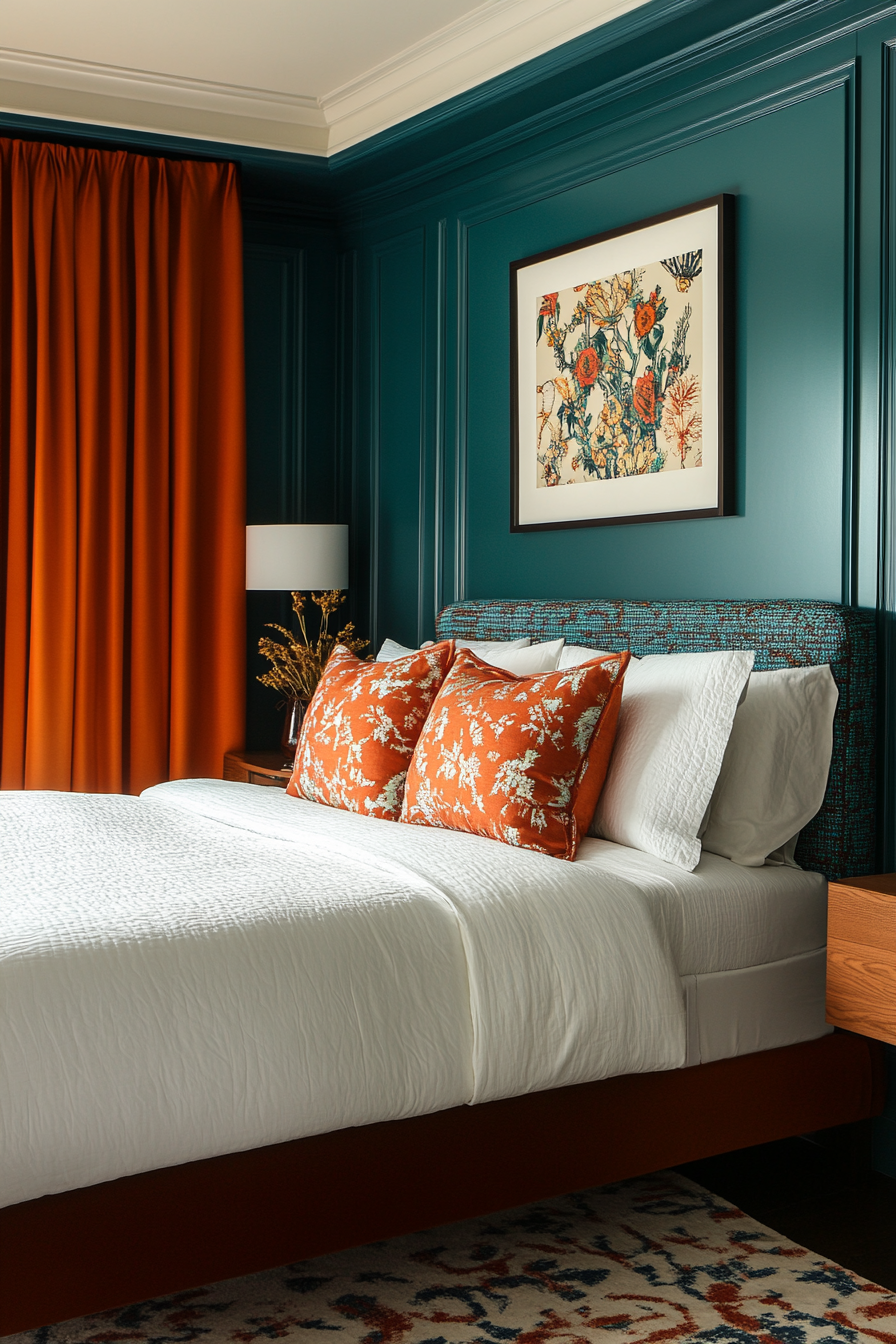teal-and-orange-bedroom