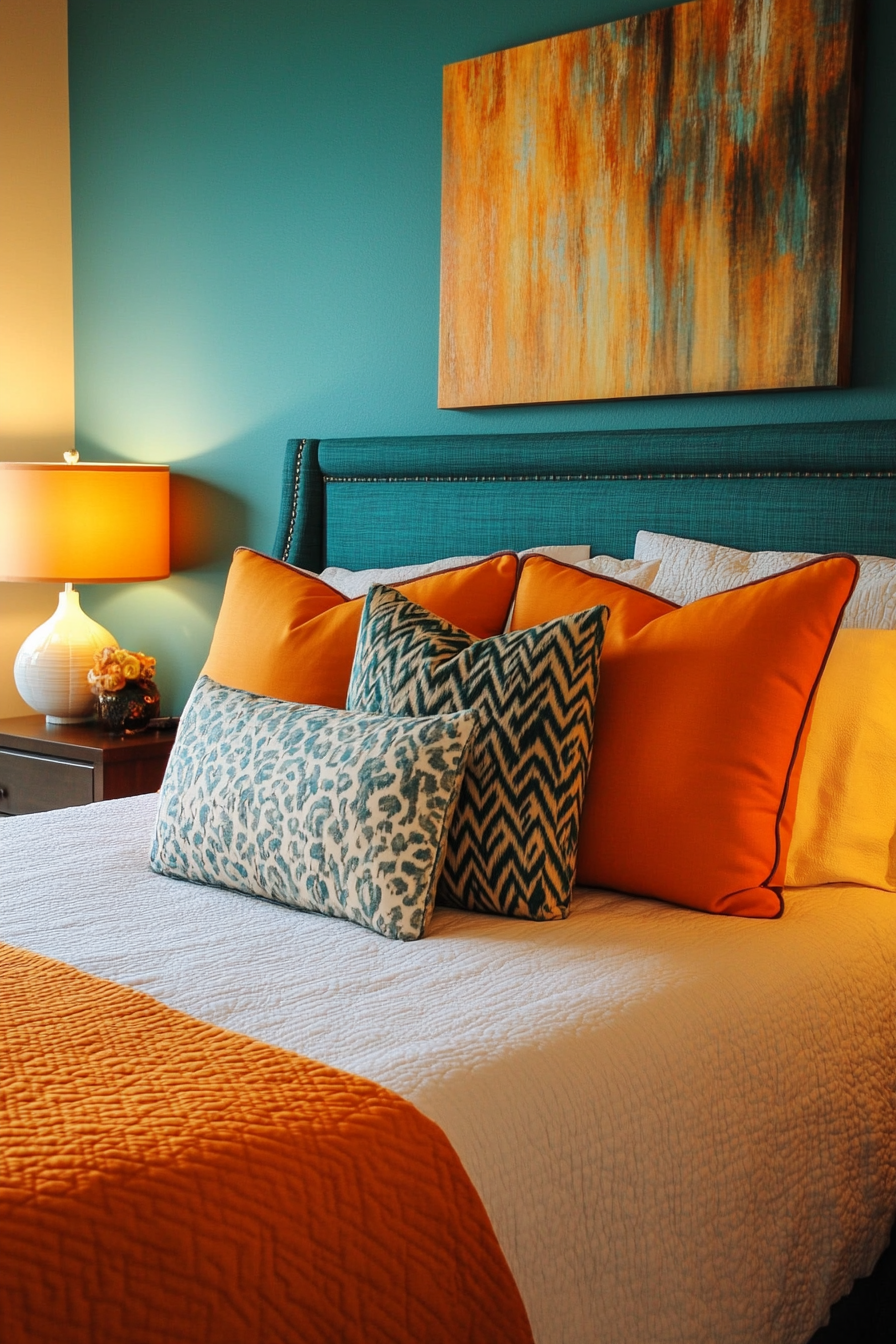 teal-and-orange-bedroom