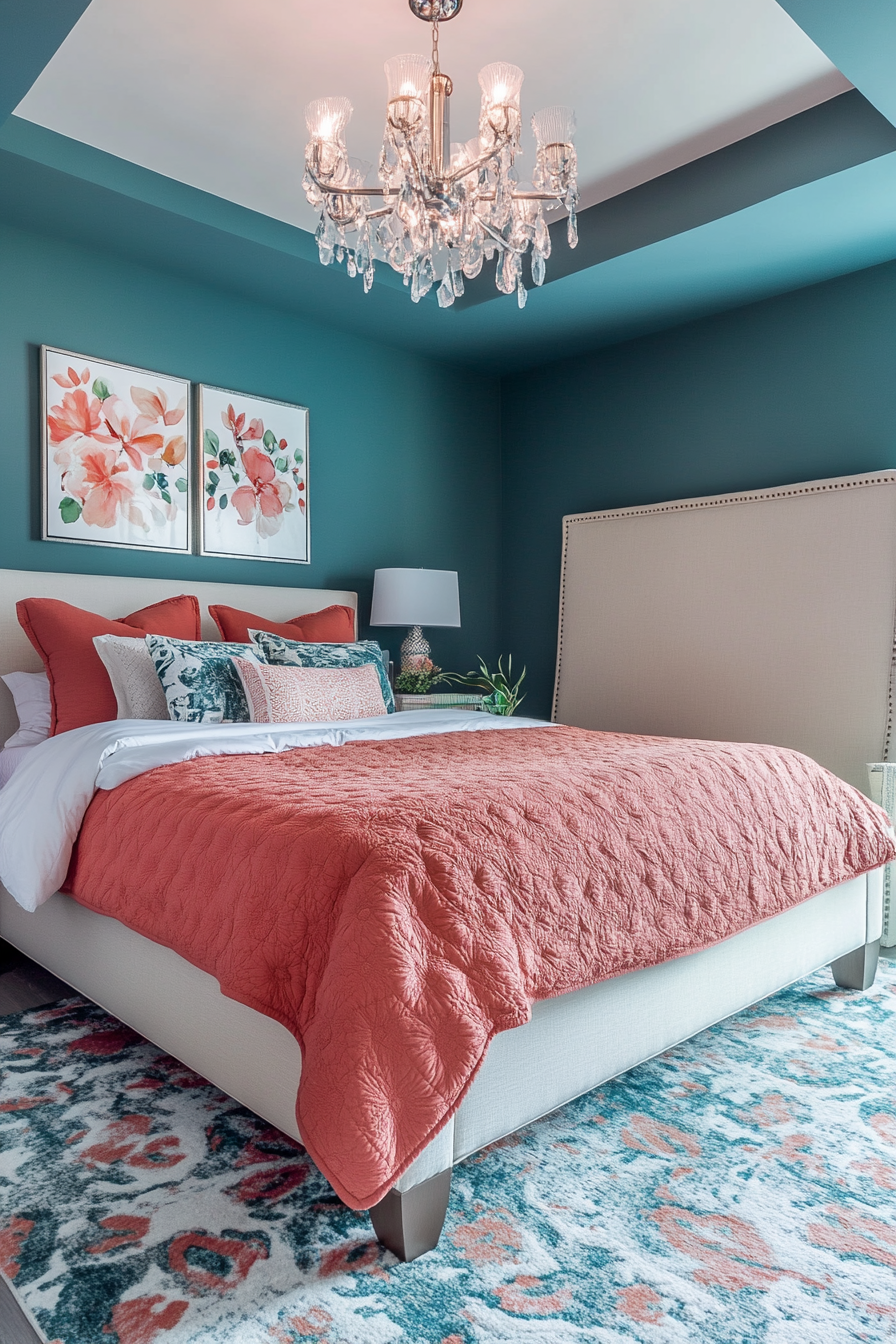 teal-and-orange-bedroom