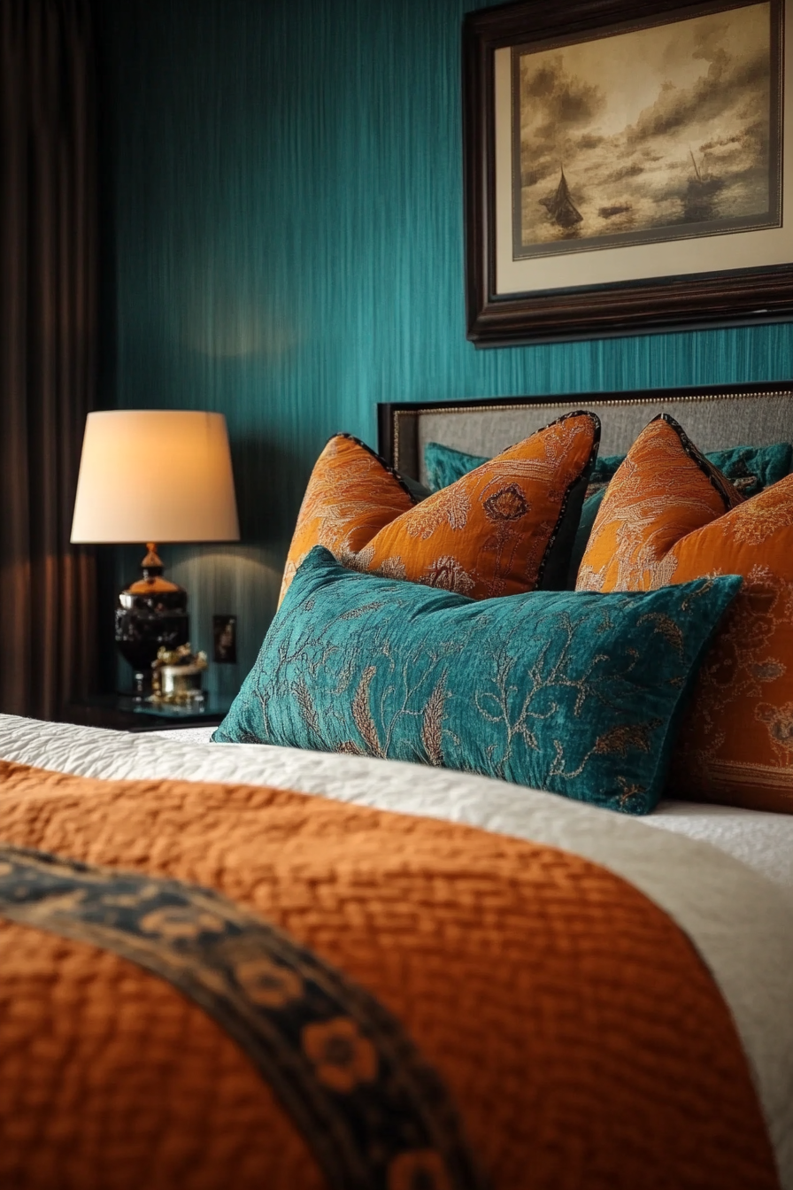 teal-and-orange-bedroom