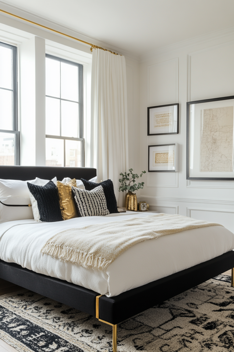 13 Black, White, And Gold Bedroom Designs You’ll Adore