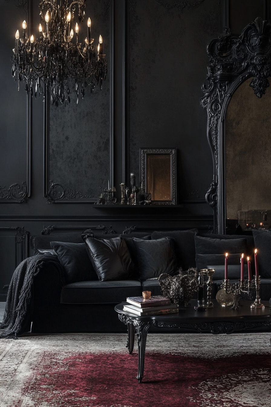 black-living-room-decor