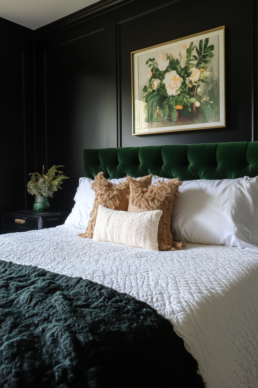 black and dark green bedrooms