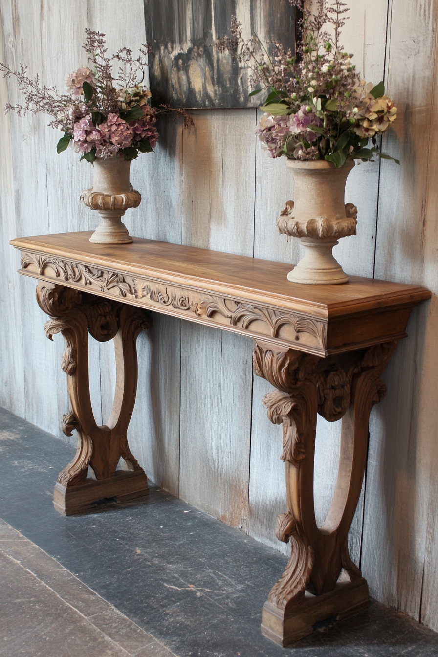 console table behind sofa