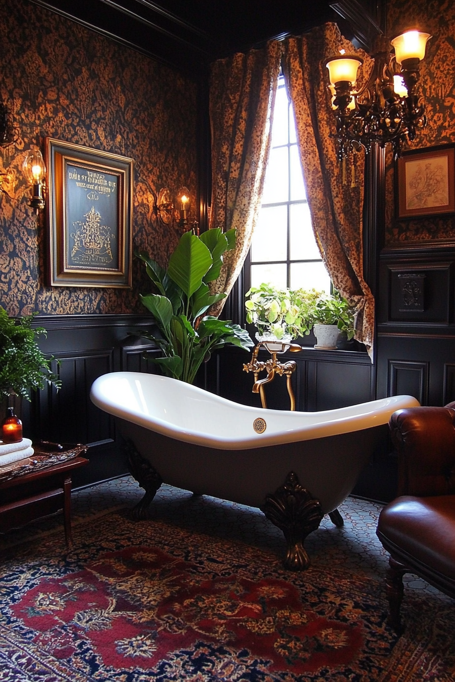 dark academia bathroom