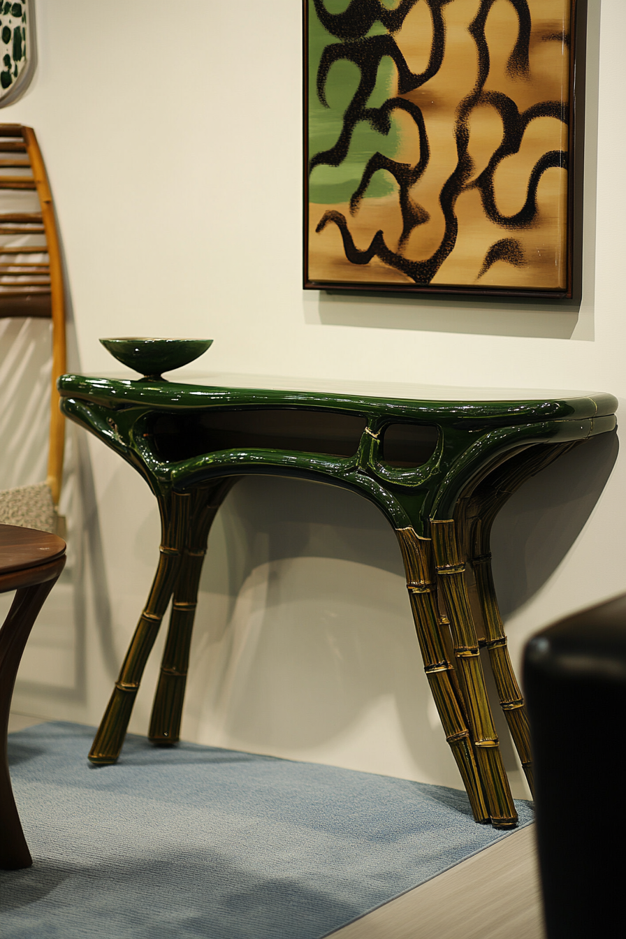 console table behind sofa