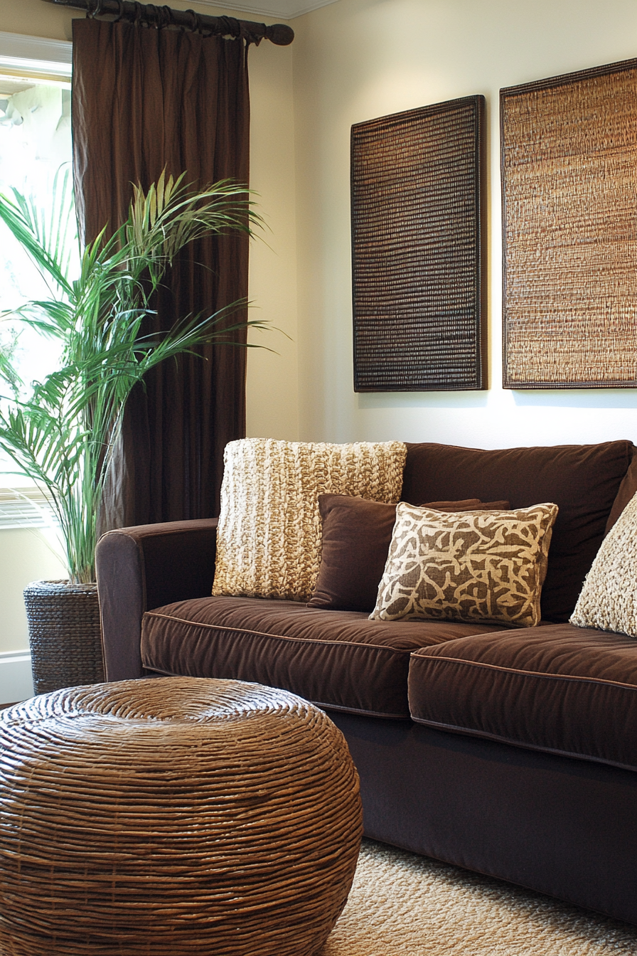 chocolate brown couch living room ideas