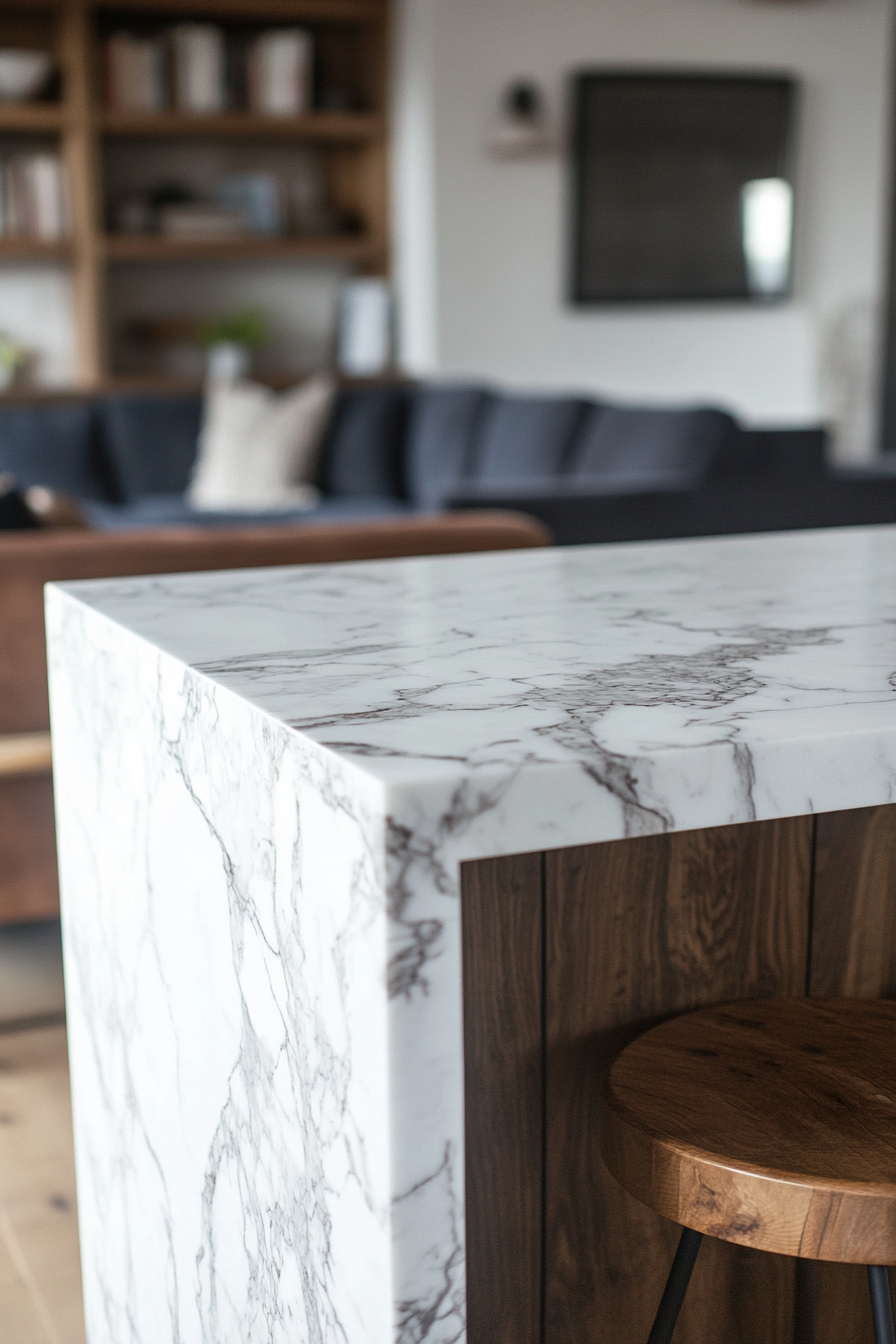 bar table behind couch