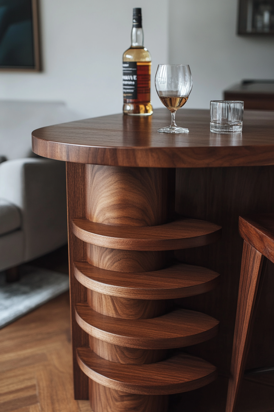 bar table behind couch