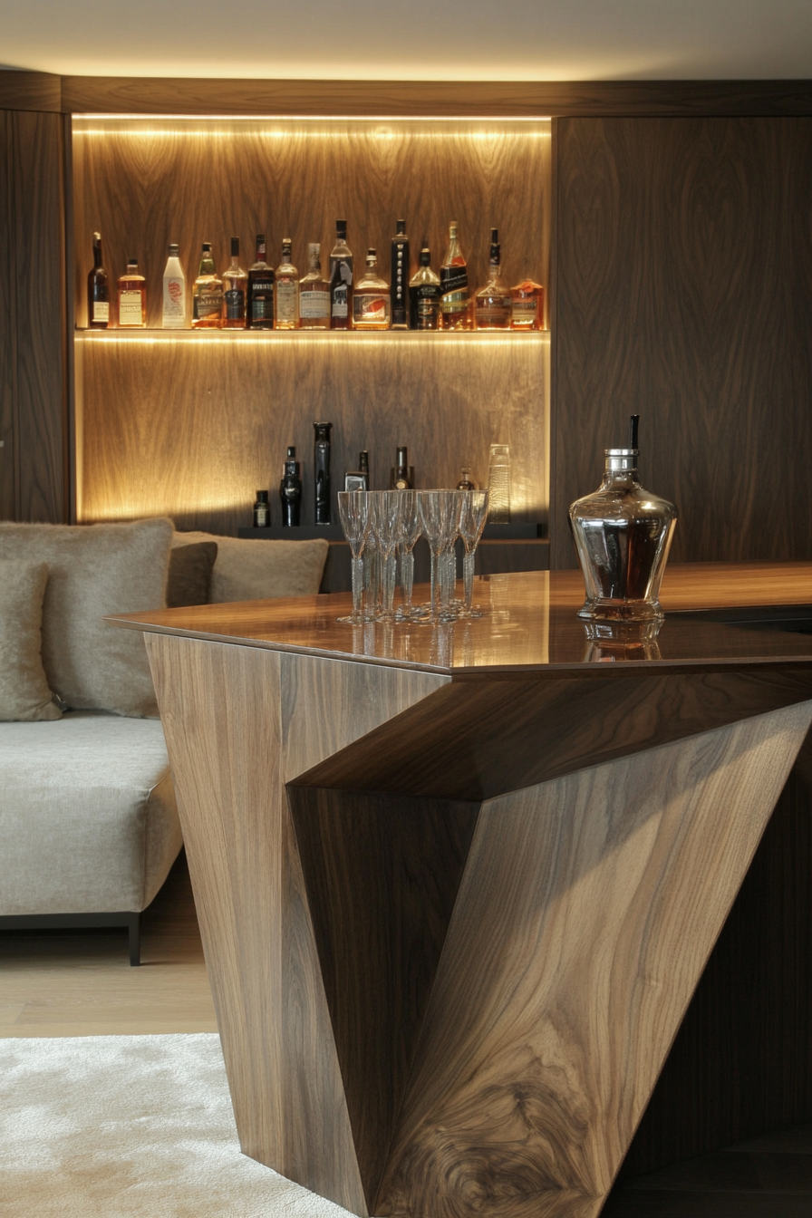 bar table behind couch