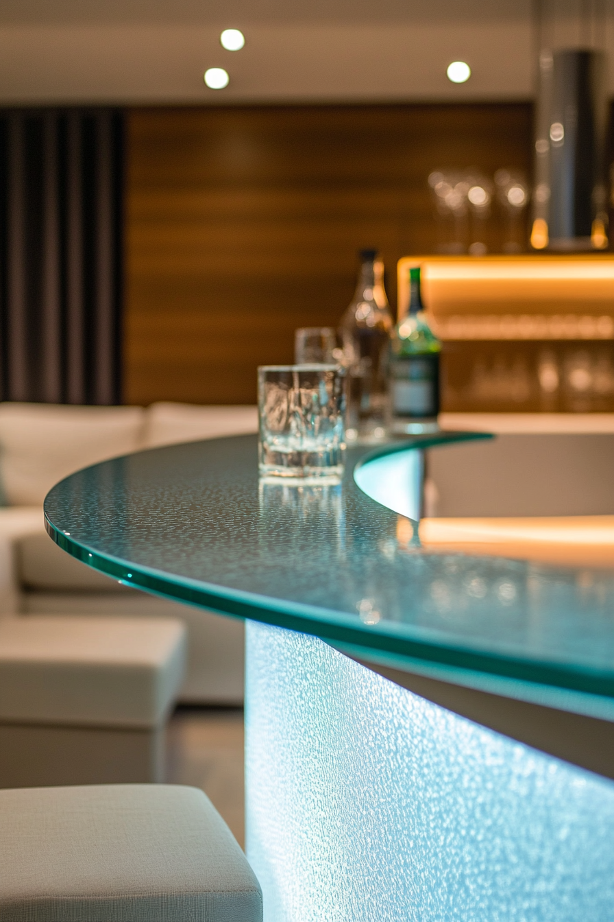 bar table behind couch