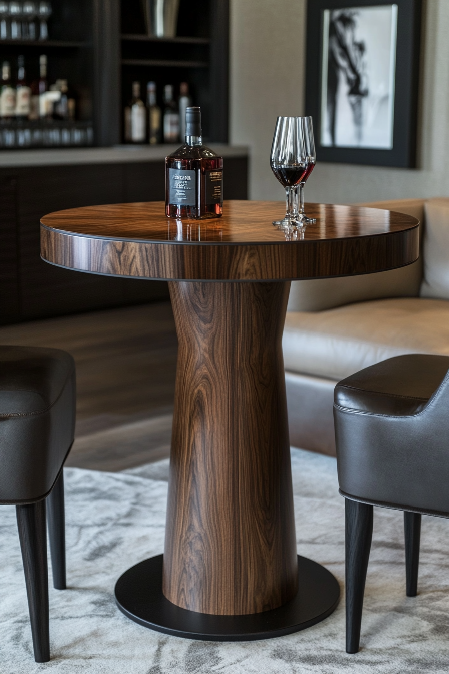 bar table behind couch