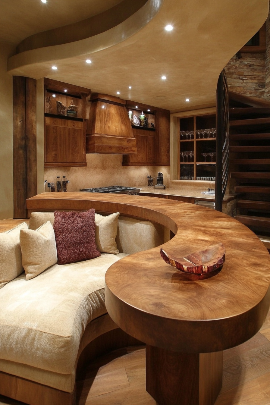 bar table behind couch