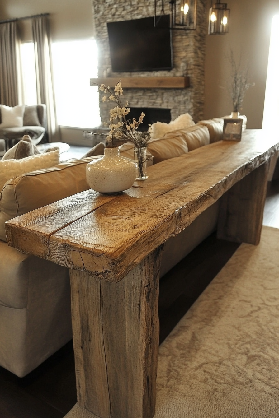 bar table behind couch