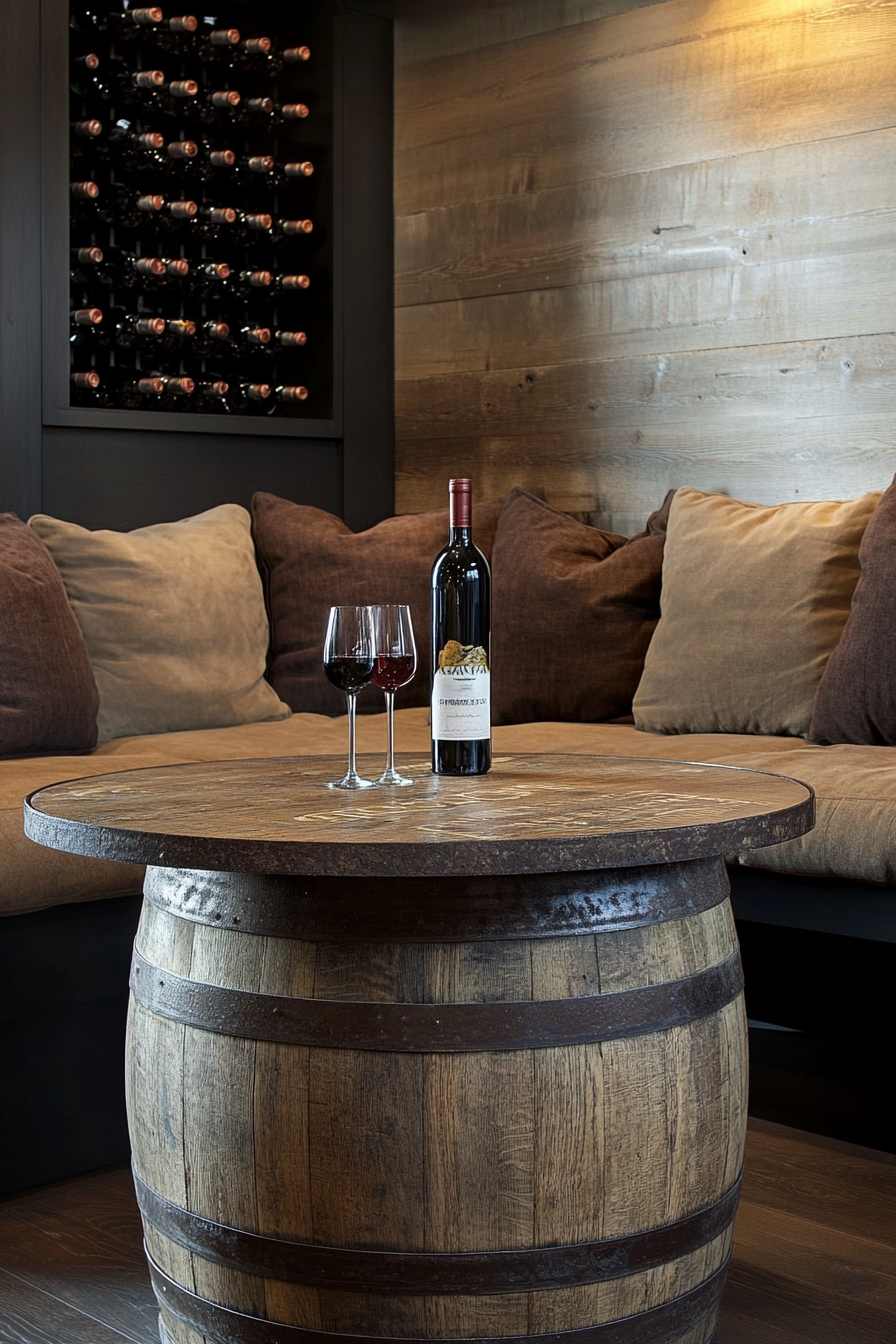 bar table behind couch